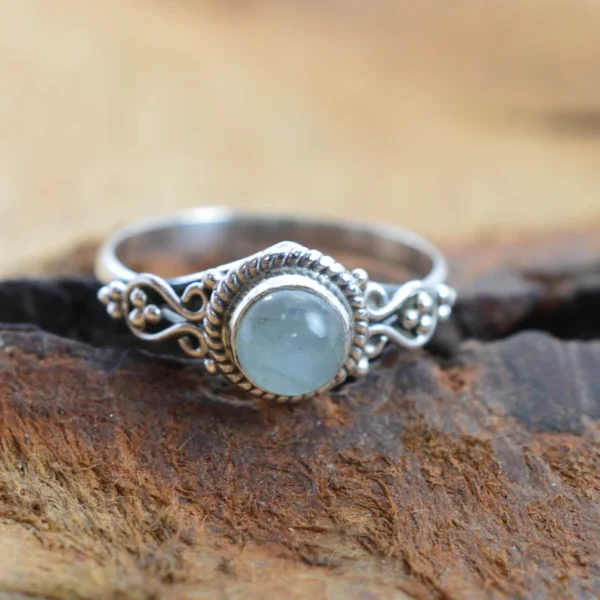 Aquamarine Silver Gemstone Ring