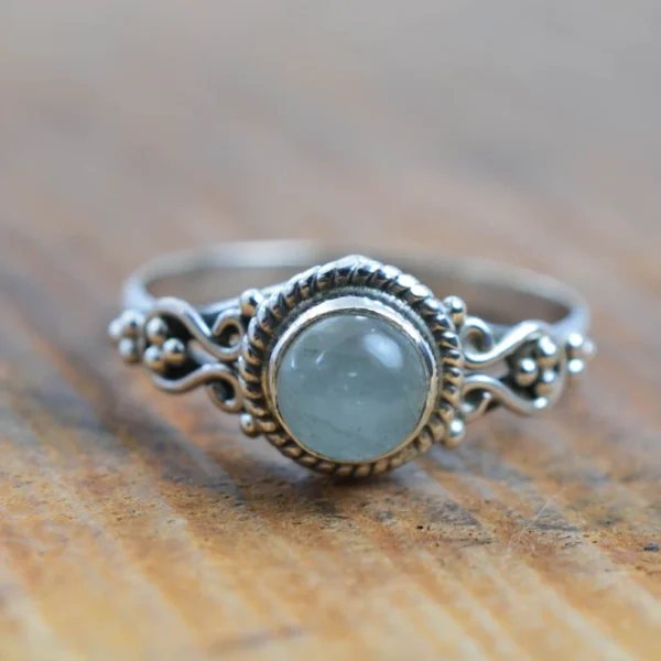 Aquamarine Silver Gemstone Ring - Image 4