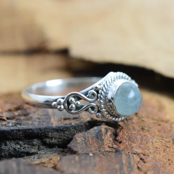 Aquamarine Silver Gemstone Ring - Image 3