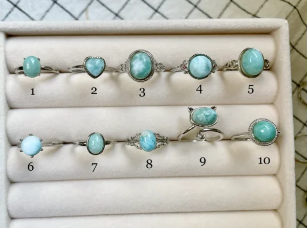 Natural larimar rings - Image 2