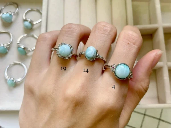 Natural larimar rings - Image 3