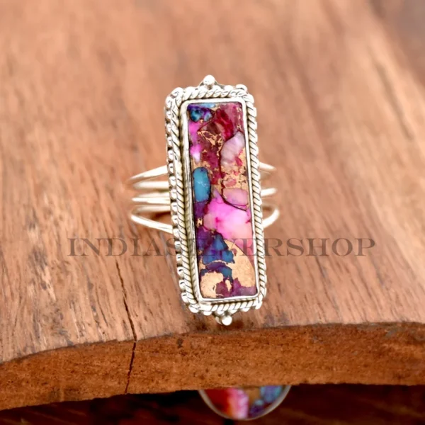 Pink Oyster Turquoise Ring - Image 2