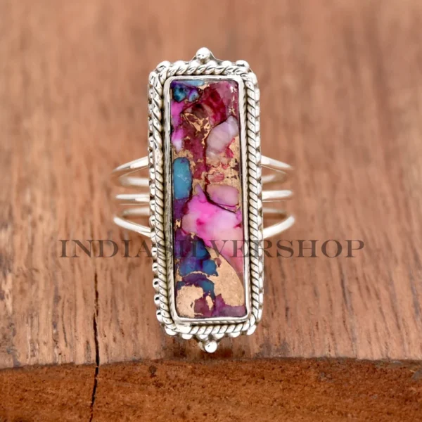 Pink Oyster Turquoise Ring - Image 3