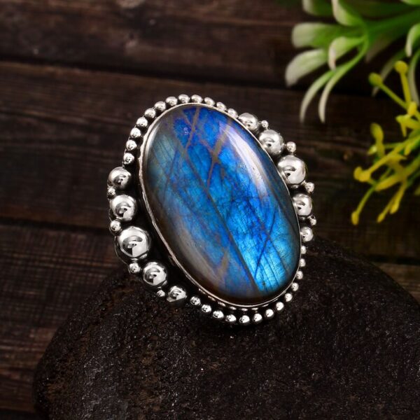 natural labradorite stone ring