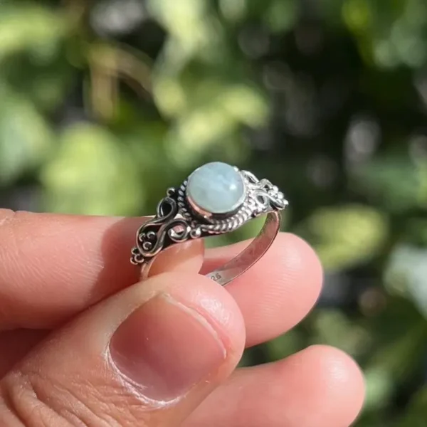 Aquamarine Silver Gemstone Ring - Image 5