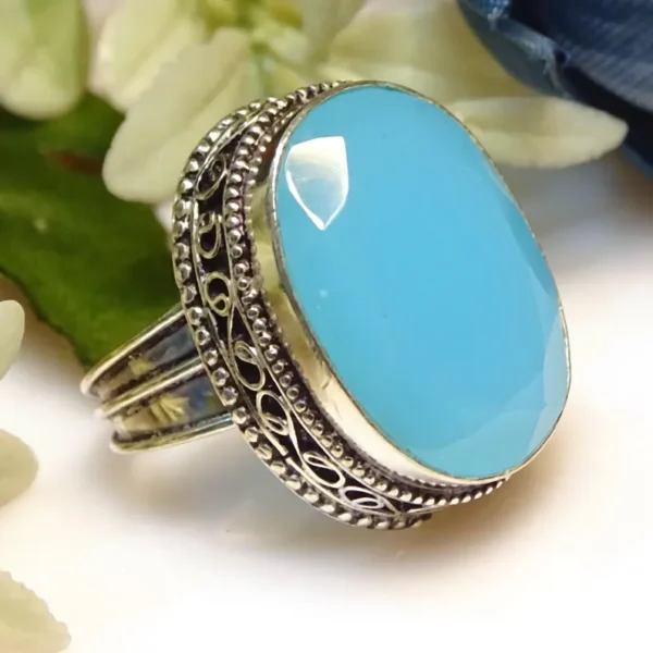 Blue Chalcedony Gemstone 925 Silver - Image 2