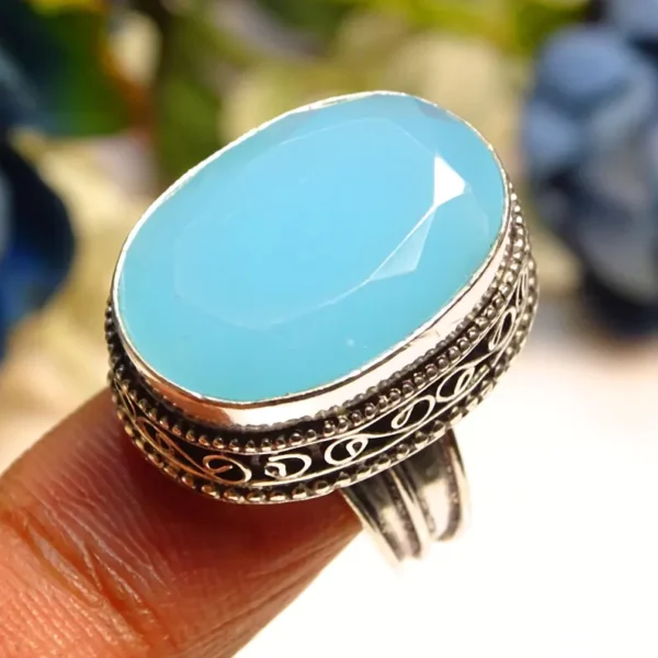 Blue Chalcedony Gemstone 925 Silver