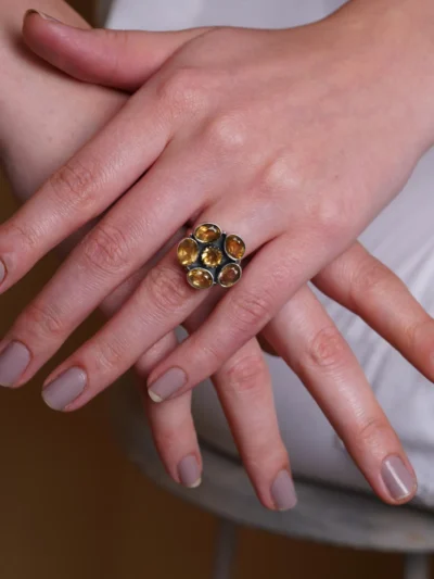 Citrine Flower Cluster Ring