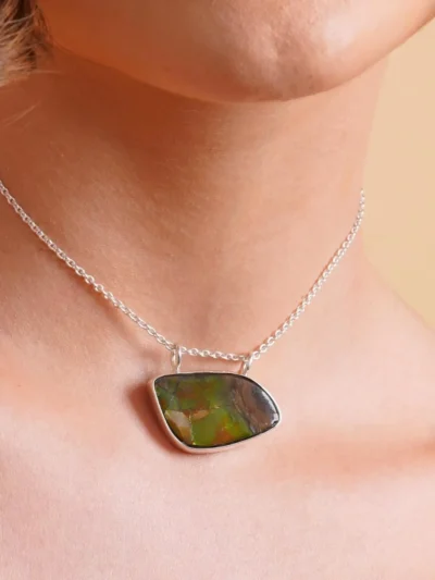 Stunning Ammolite Pendant Necklace - Unique Gemstone Jewelry