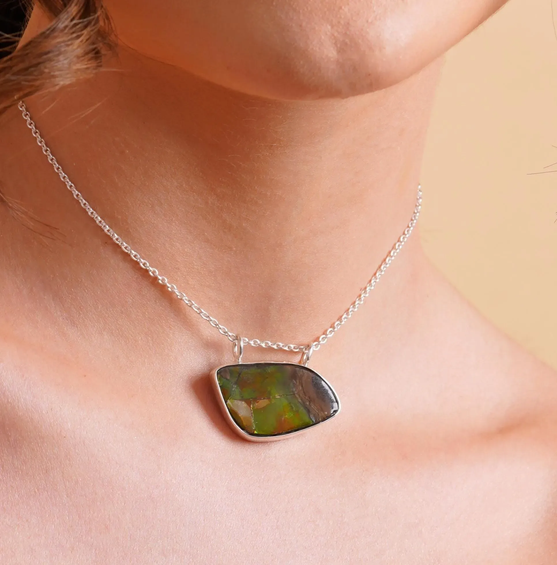 Stunning Ammolite Pendant Necklace - Unique Gemstone Jewelry