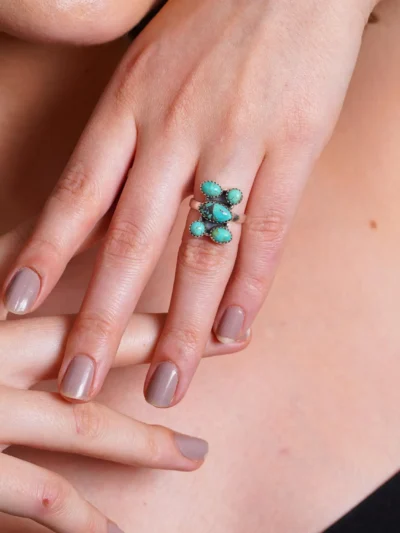 Turquoise Cluster Statement Ring
