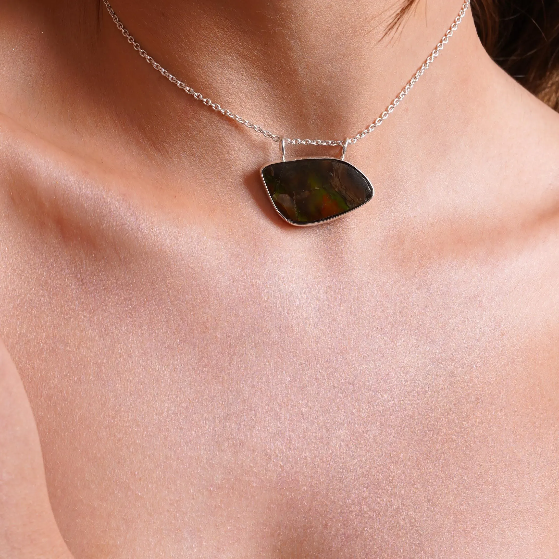 Stunning Ammolite Pendant Necklace - Unique Gemstone Jewelry