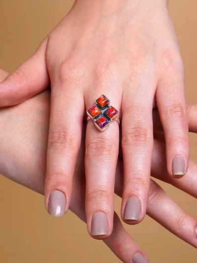 Handmade Pink Daliya Turquoise Ring