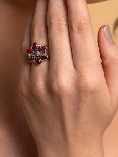 Natural Deep Red Gemstone Garnet Ring