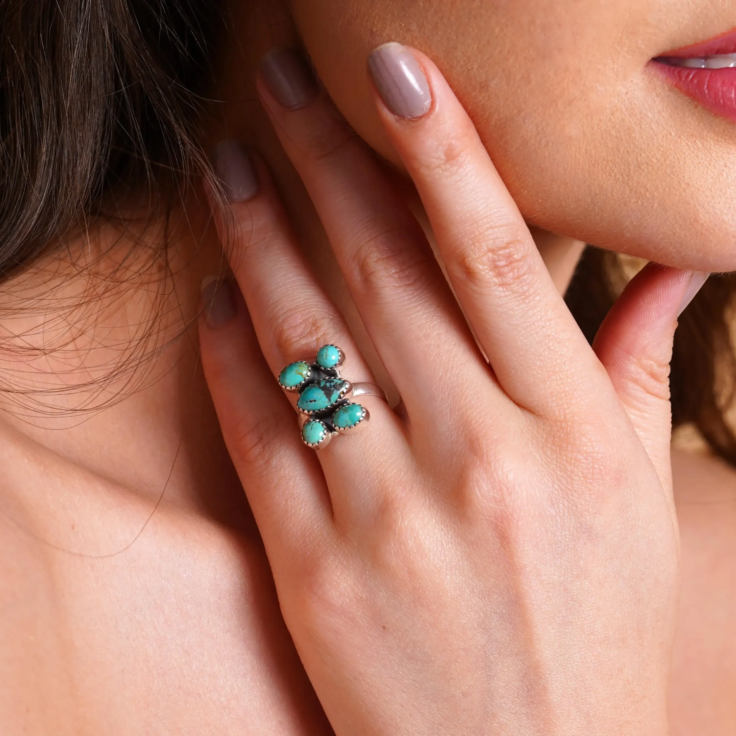 Turquoise Cluster Statement Ring