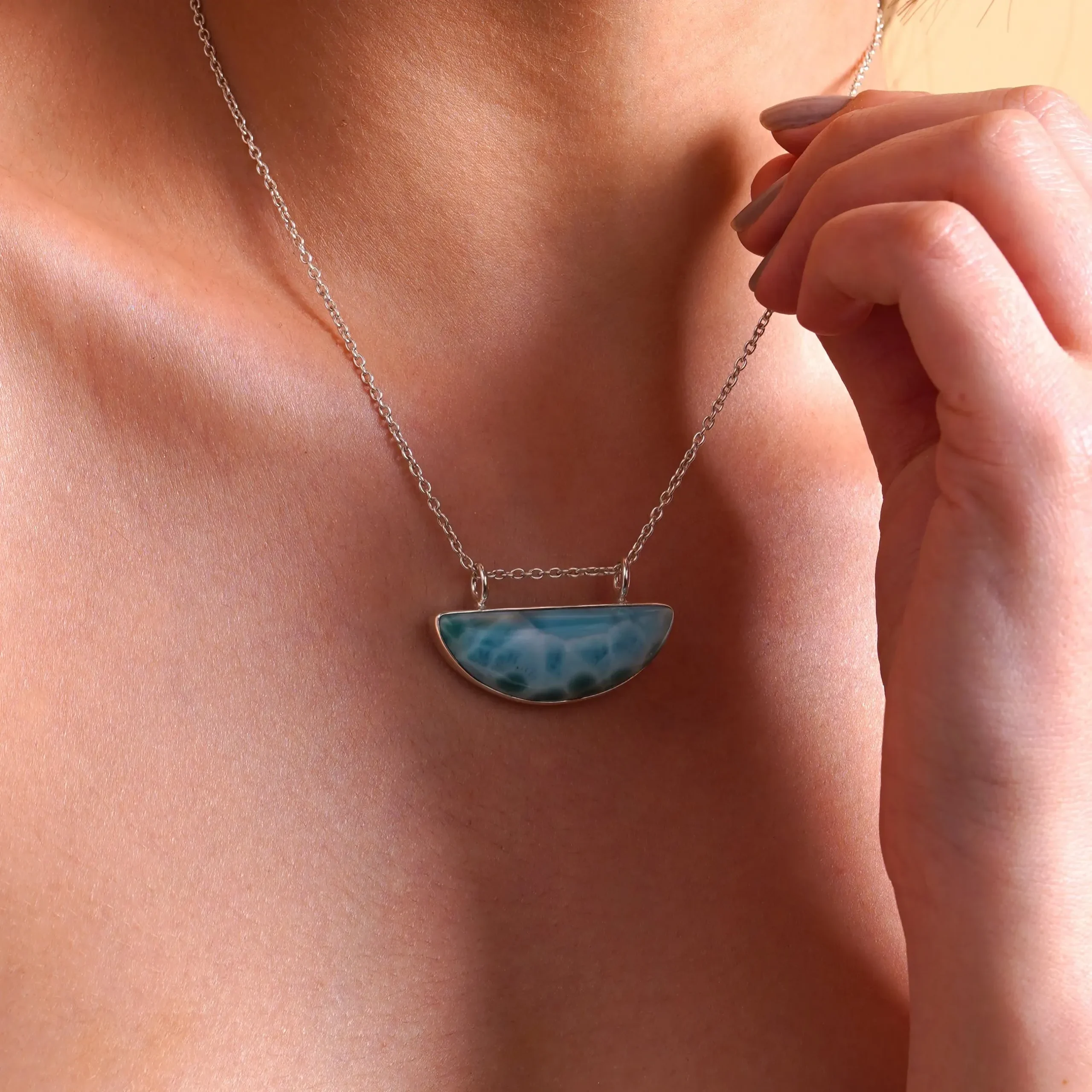Handmade Larimar Pendant - Ocean-Inspired Jewelry