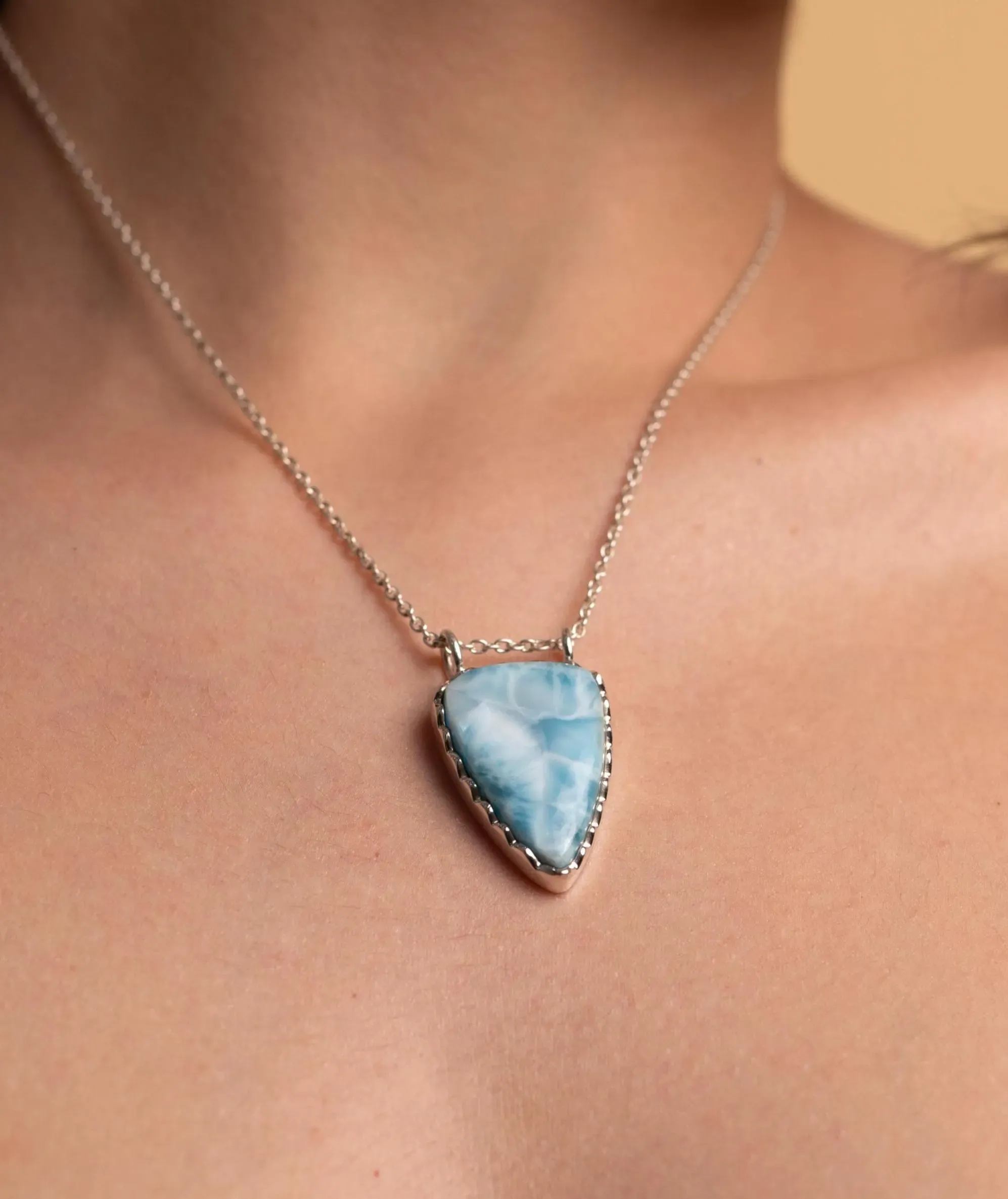 Handcrafted Larimar Gemstone Pendant - Unique Ocean Blue Necklace