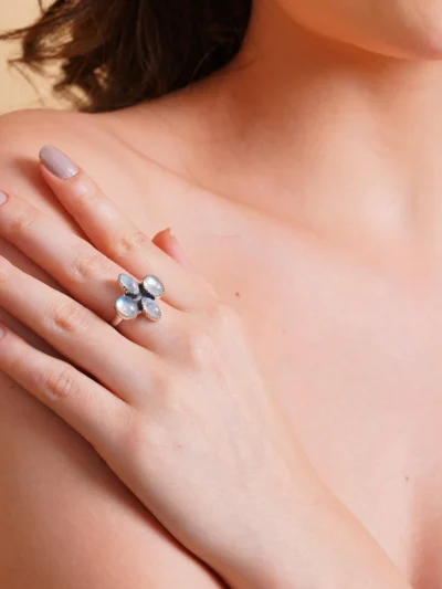 Natural Rainbow Moonstone Ring