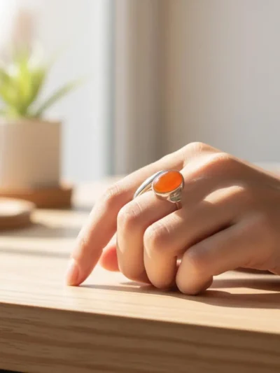 Handcrafted Silver Ring with Oval Stone – Minimalist Gemstone Jewelry