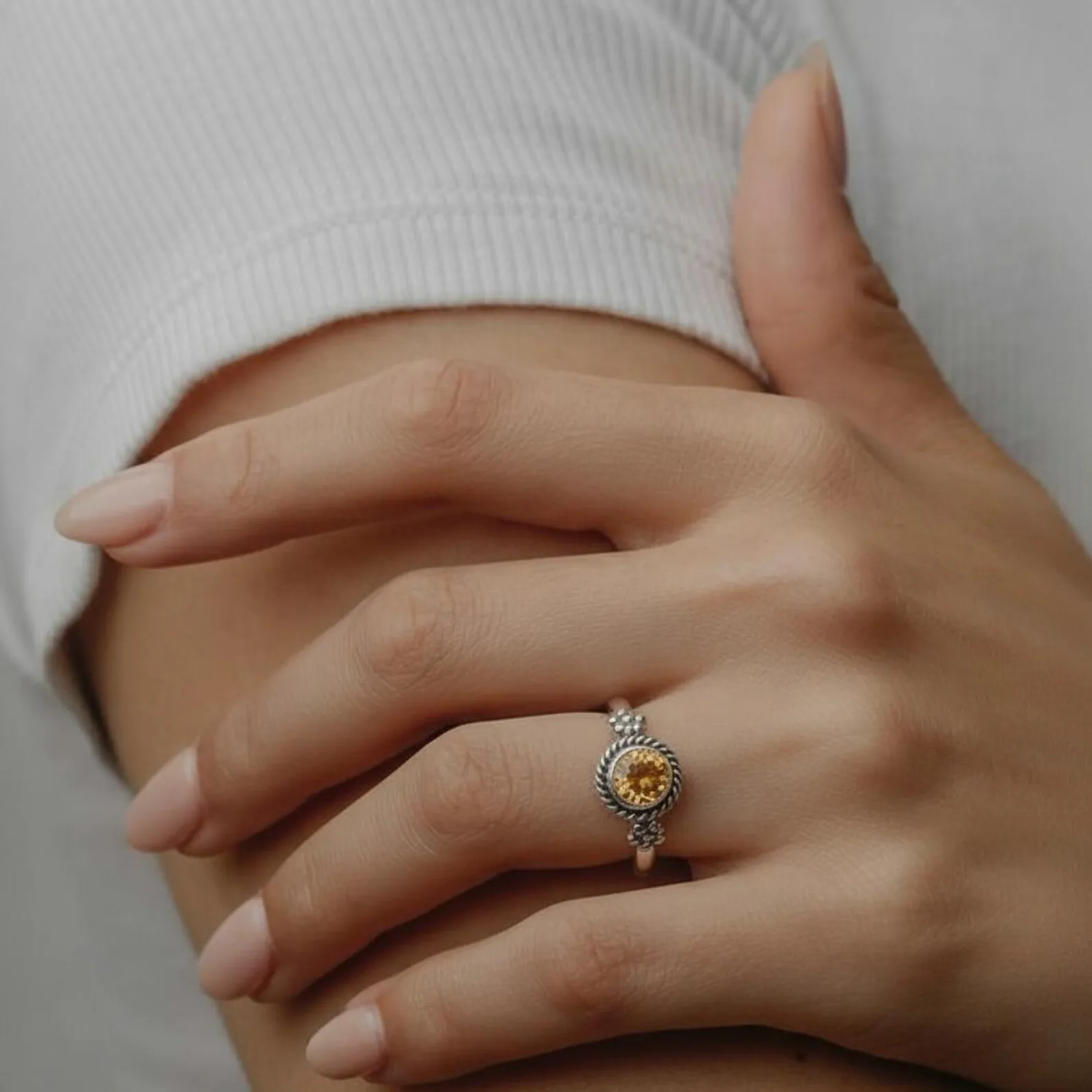 Handcrafted Lapis Ring – Round Stone, Beaded Side Detail, Ethical Silver Jewelry