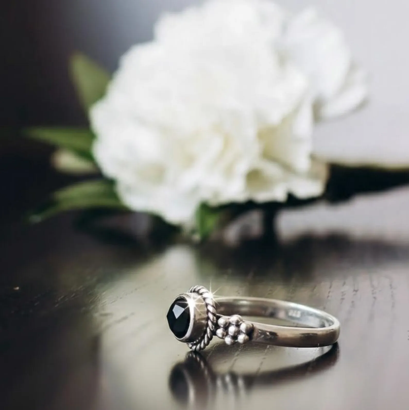 Handcrafted Lapis Ring – Round Stone, Beaded Side Detail, Ethical Silver Jewelry