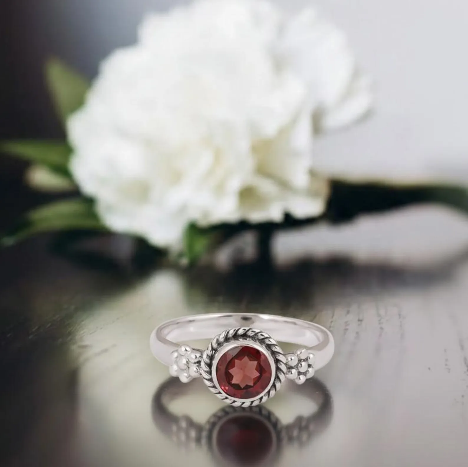 Handcrafted Lapis Ring – Round Stone, Beaded Side Detail, Ethical Silver Jewelry