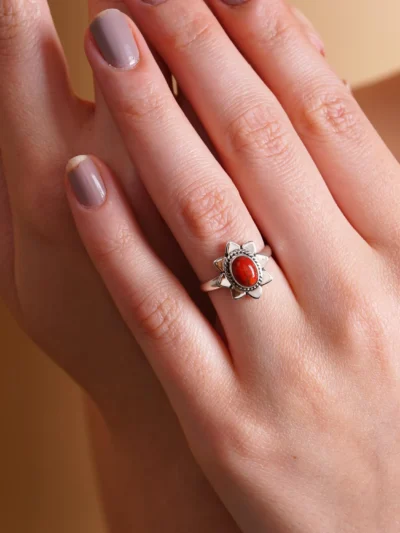 Dahlia Turquoise Flower Ring